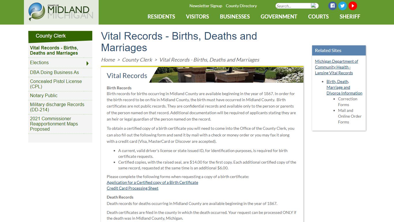 County of Midland, Michigan > County Clerk > Vital Records ...